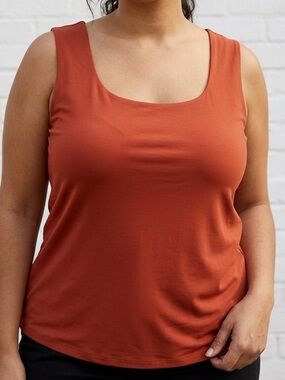 Ricki’s Rust Orange Sleeveless Tank Top XL Minimalist Stretch Knit Basic